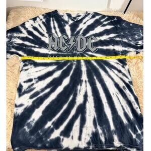 ACDC Back In Black Tie Dye Band Tee Graphic Rock Shirt Size Large NWOT